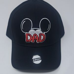 New Disney Mickey Mouse Dad Hat Black With Ears Size Adult